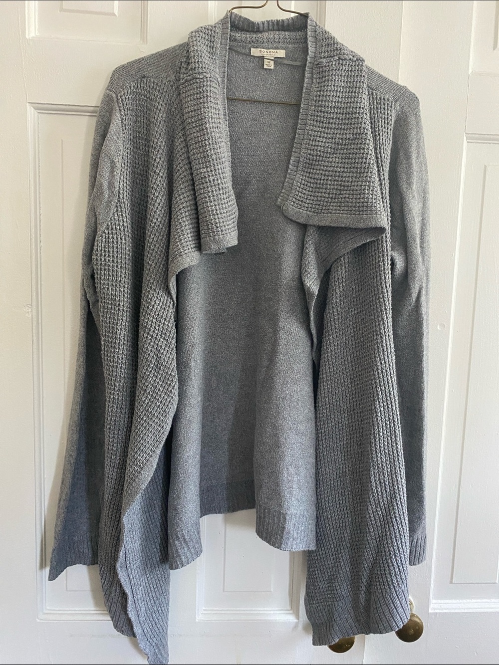 Sonoma Light Gray Open-Front Knit Cardigan